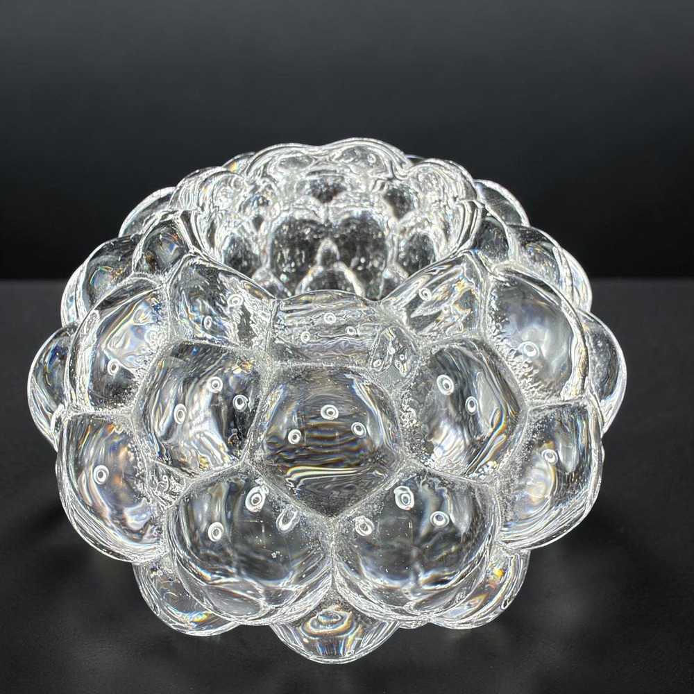 Orrefors Raspberry Clear Crystal Votive Candle Holder Anne Nilsson Sweden 4inch